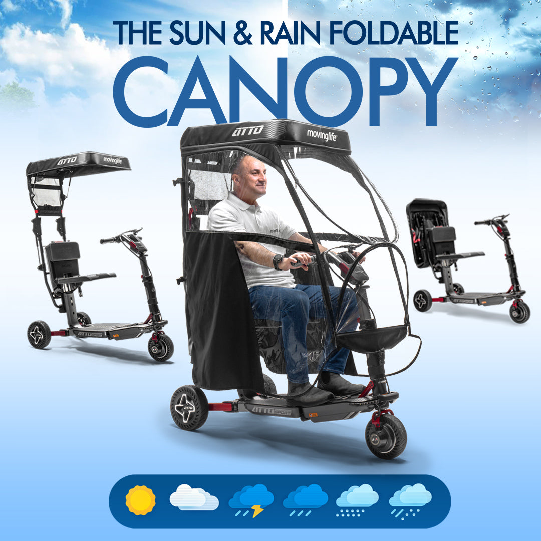 ATTO Mobility Scooter with Rain Canopy: Ideal for Canada’s Fall and Winter